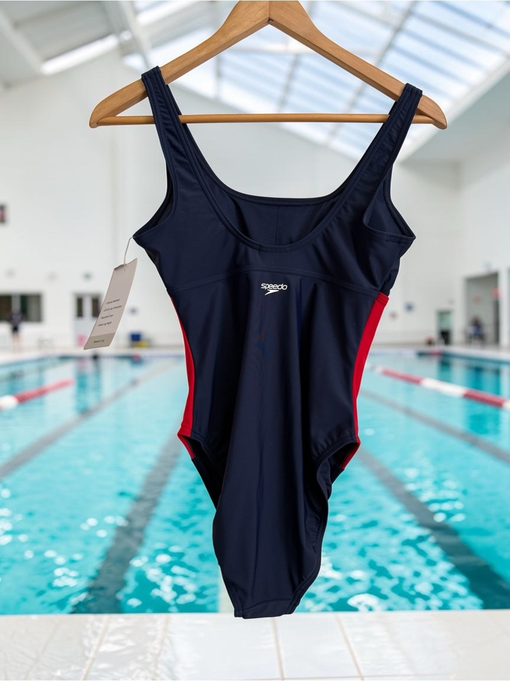 Speedo Navy One-Piece Swimsuit with Red Side Panels